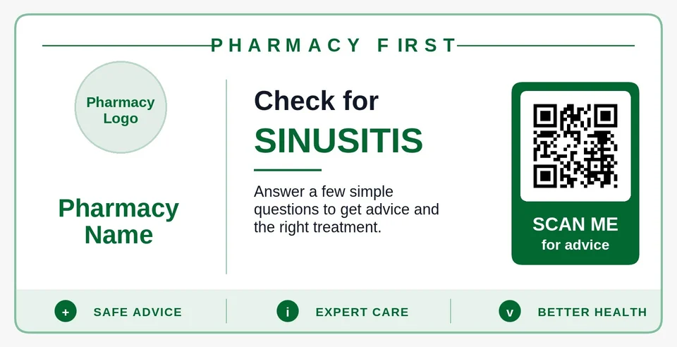 Scan2Care Pharmacy First QR poster for sinusitis